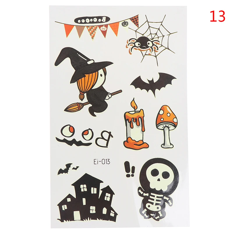 

1Sheet Halloween Luminous Tattoo Ghost For Kids Fake Tattoo Witch Glowing in Dark Waterproof Temporary Tattoo Stickers
