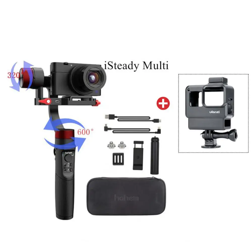 with GoPro case Hohem iSteady мульти 3 оси ручной карданный стабилизатор для цифровой камеры экшн-камеры смартфона вращение на 600 ° Полезная нагрузка 400 г - Цвет: with GoPro case