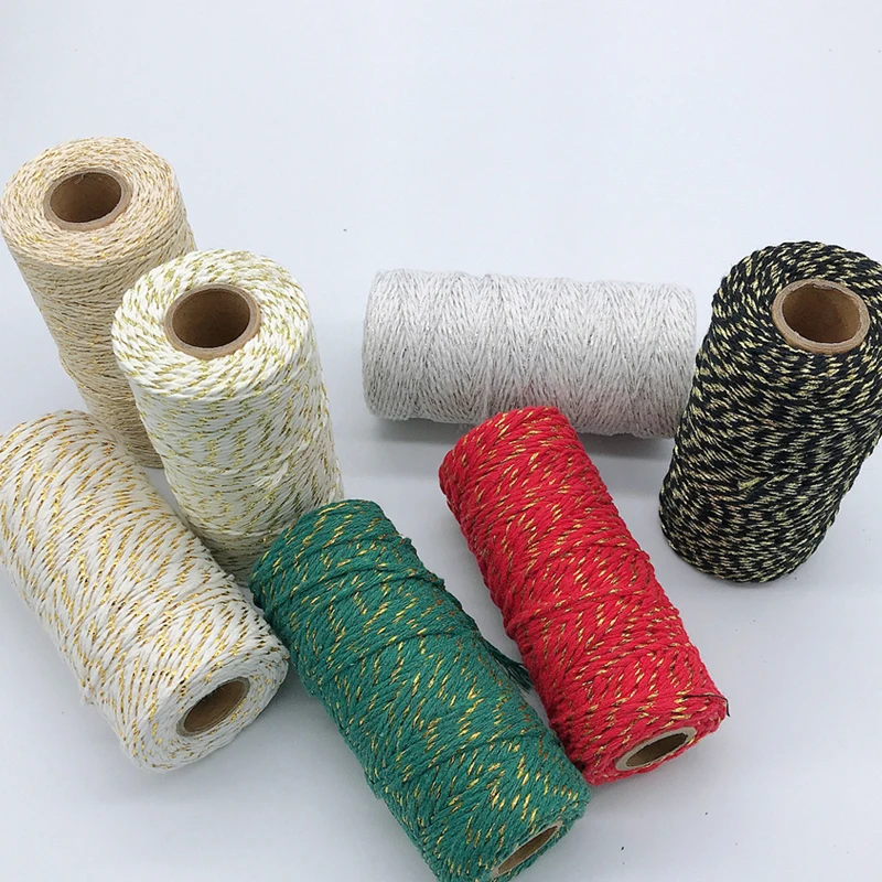 Металлические золотые серебряные хлопковые веревки скрученные для творчества