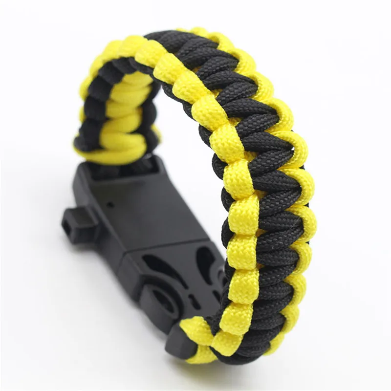 Yellow Black Многофункциональный Аварийный паракордовый браслет для выживания парашют без кремня уличный Скребок свисток пряжка ювелирные изделия для мужчин и женщин - Цвет: Yellow Black