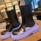 Женские ботинки челси из натуральной кожи, на толстой подошве