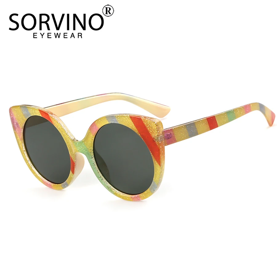 Женские солнцезащитные очки в стиле ретро Sorvino дизайнерские блестящие кошачий