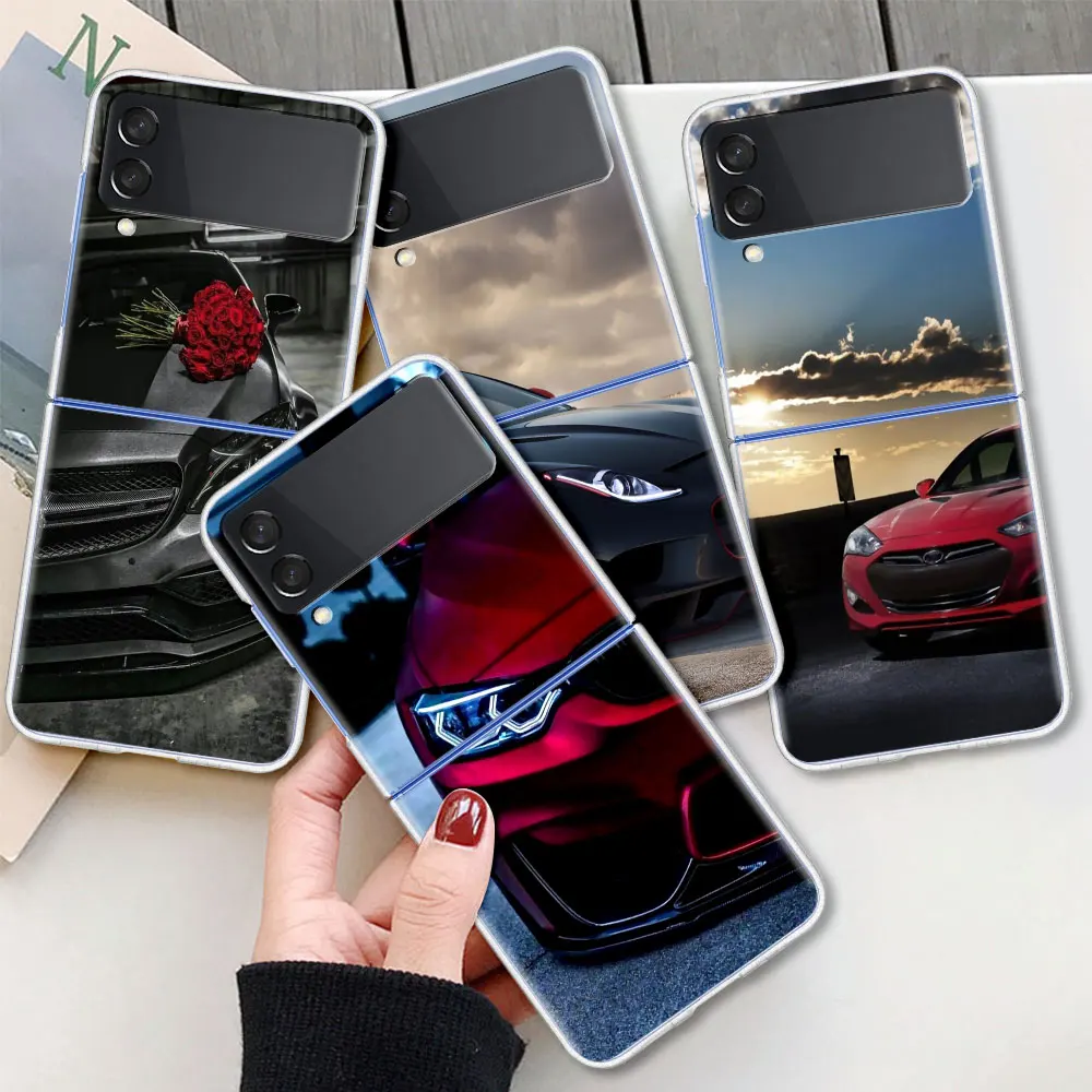 

Clear Case for Samsung Z Flip3 5G Phone Cover for Galaxy ZFlip 3 Hard Silicone Funda For Z Flip3 Capa Sports Cars Male Men