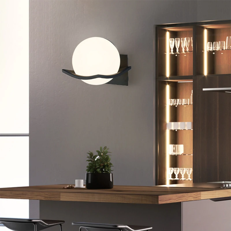 Креативная современная настенная лампа Moon стеклянный шар классические