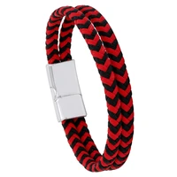 personalized multi layer braided simple leather bracelet alloy magnet buckle men and women the same bracelet bracelet
