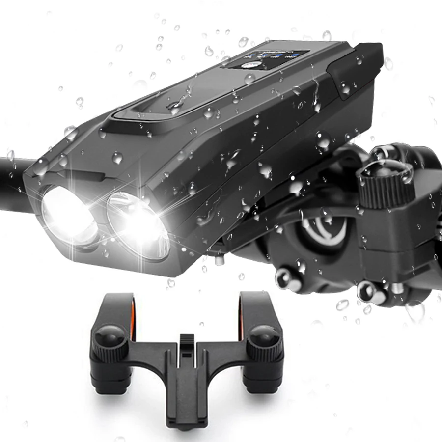 

Умный велосипедный фонарь, рожок, 4000 мАч, USB, водонепроницаемый, передний фонарь для велосипеда, 800 люмен, велосипедный фонарик, 2 держателя, а...