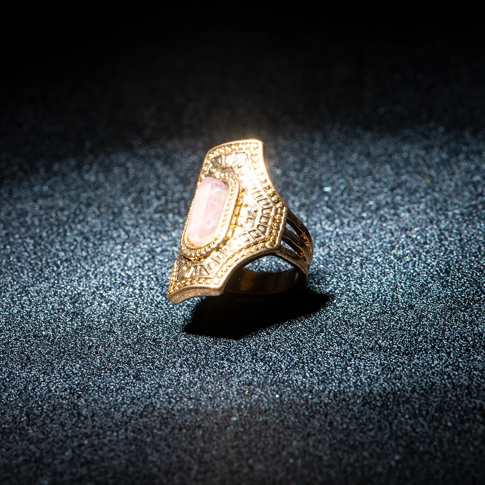 Винтажные Этнические Ретро Кольца с фиолетовым розовым камнем для женщин и