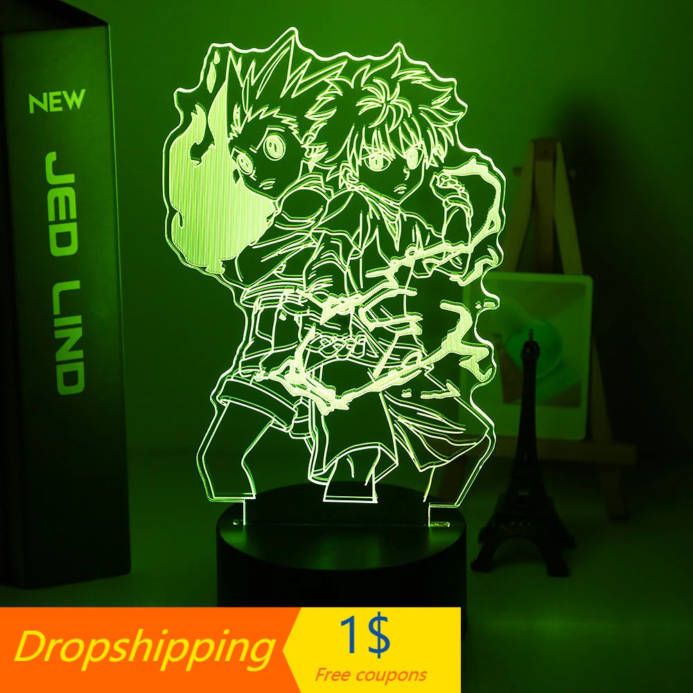 Gon and Killua 3d ночной светильник Аниме Охотник X охотник Светильник для детей декор