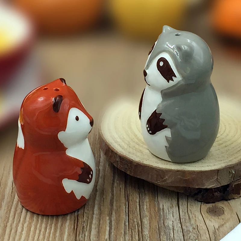 2pcs Ceramic Salt Pepper Shaker Flying FOX Style Seasoning Pot Cooking Tableware Cumin Powder Box Tool | Дом и сад