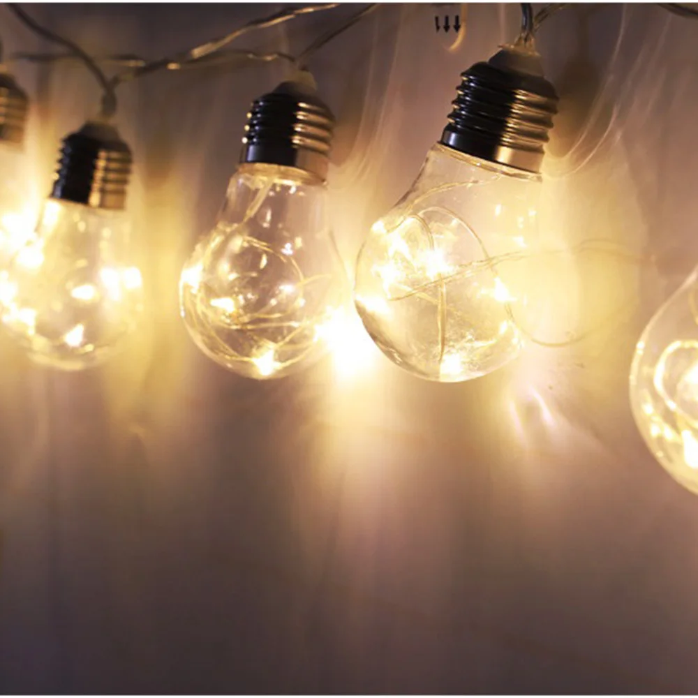 Гирлянда с 10 лампочками винтажные Водонепроницаемые светодиодные гирлянды для