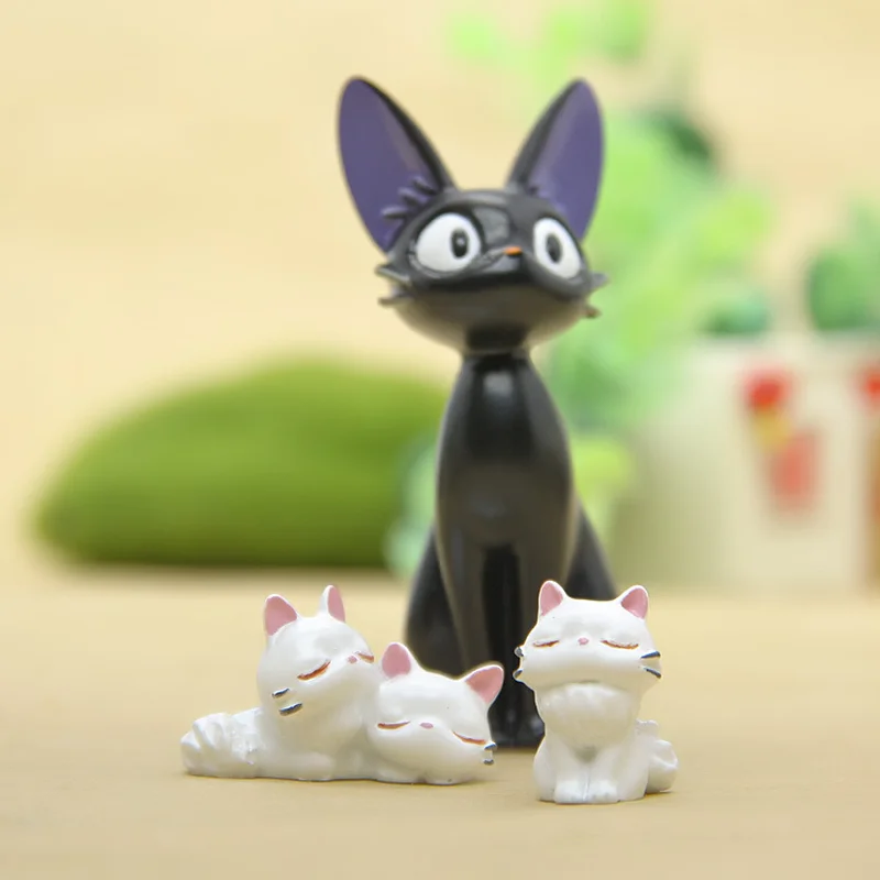 

1Pcs Resin Kiki's Delivery Service Cat Figurines White Animal Ornaments Black Gigi Miniatures Decoration Crafts Gifts