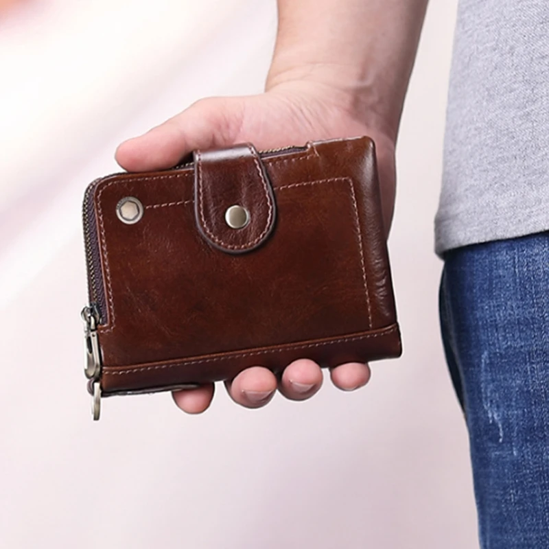 

Coin Pocket Passport Short Purse Cover for Men Card Holder Leather Purse Genuine Leather Blocking Wallet
