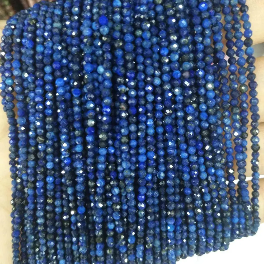 Lapis lazuli Граненые 2 мм бусины из натурального камня розовый кристалл кварца лазурит Агаты драгоценные камни бусины для самостоятельного изготовления ювелирных изделий браслет ожерелье - Цвет: Lapis lazuli