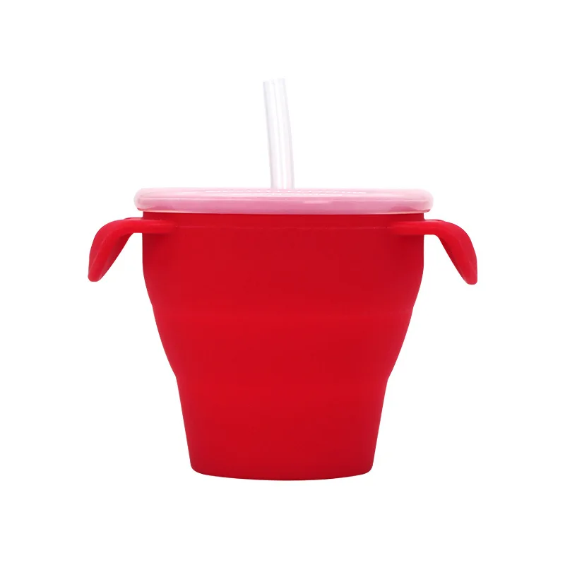 

Food Grade Silicone Baby Snack Cups Anti-Fall Anti-Spill Baby Training Food Feeding Bottle Solid Color Toddler Kids Snack Cup