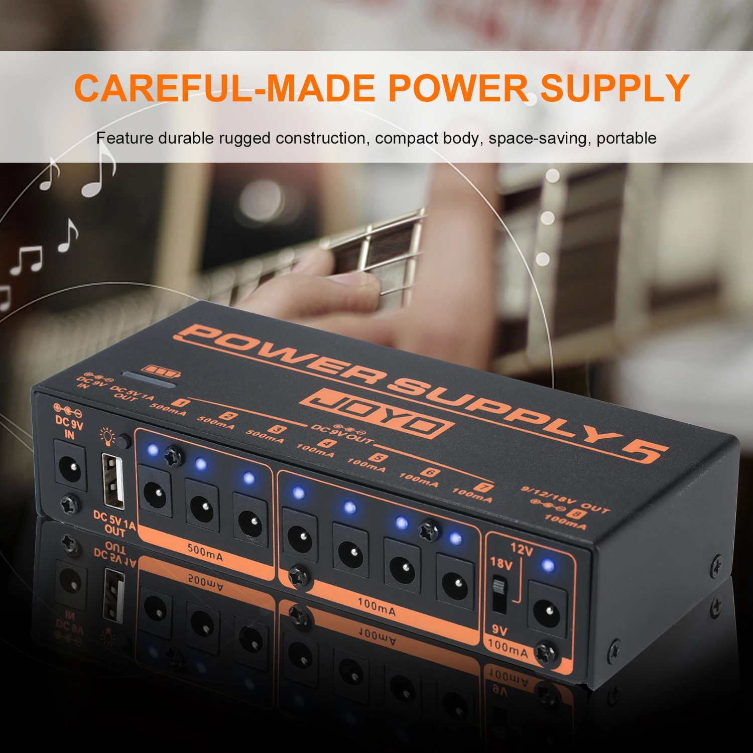

JOYO JP-05 Guitar Effect Power Supply Station Distributor 8 Isolated Output for 9V/12V/18V Effect Pedals & USB Port Guitar Parts