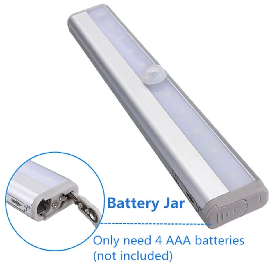 Светодиодный светильник для шкафа на батарейках инфракрасный датчик движения