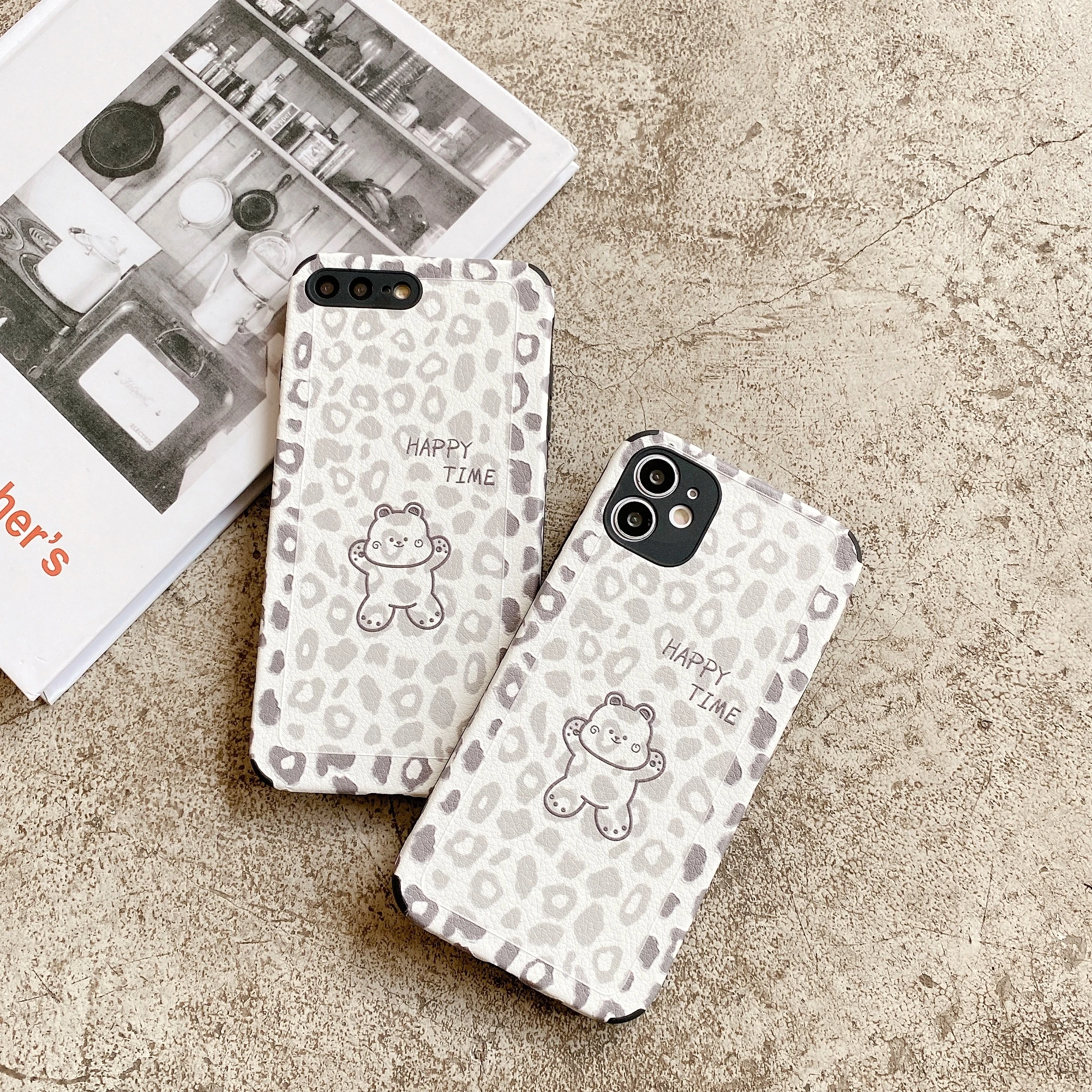 

Lambskin Grey Leopard Bear Suitable for XIAOMI 8/9 / CC9 SE / 10 PRO mobile phone case K20 30 Redmi case