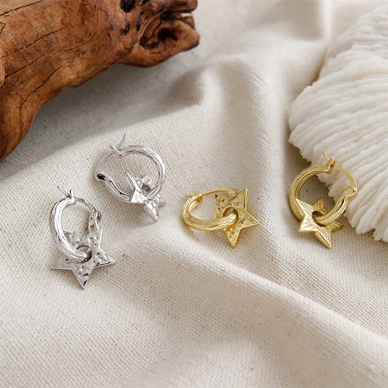 Новые серьги-Клипсы из чистого серебра 925 пробы в форме звезды для женщин и