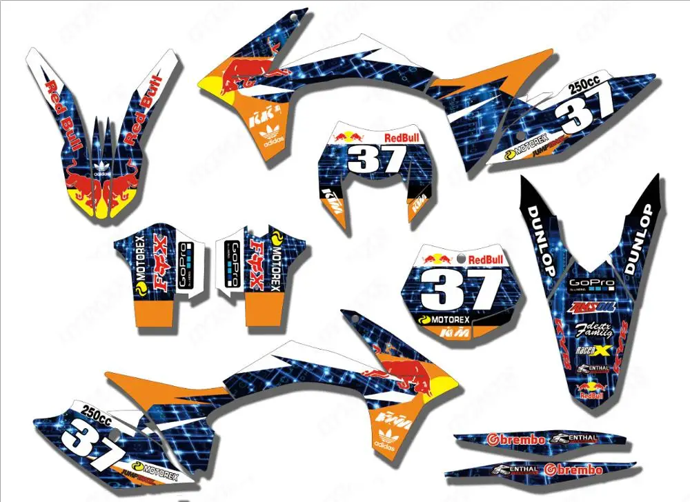 NEW STYLE TEAM GRAPHICS WITH MATCHING BACKGROUNDS For KTM 125 200 250 300 350 450 500 SX SXF EXC 2012 2013 XC 2011