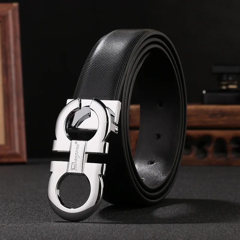 

Men's Fashion Business Pearl Pattern Buckle Leather Belt Men Casual Leather Designer Belts