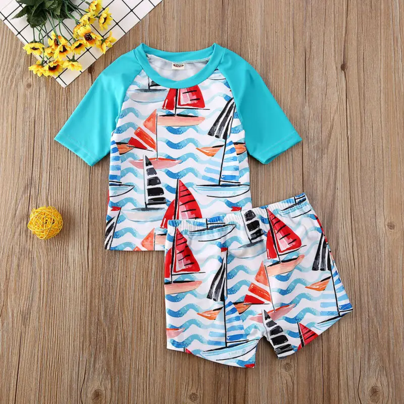 Летний купальный костюм из 2 предметов для маленьких мальчиков и девочек