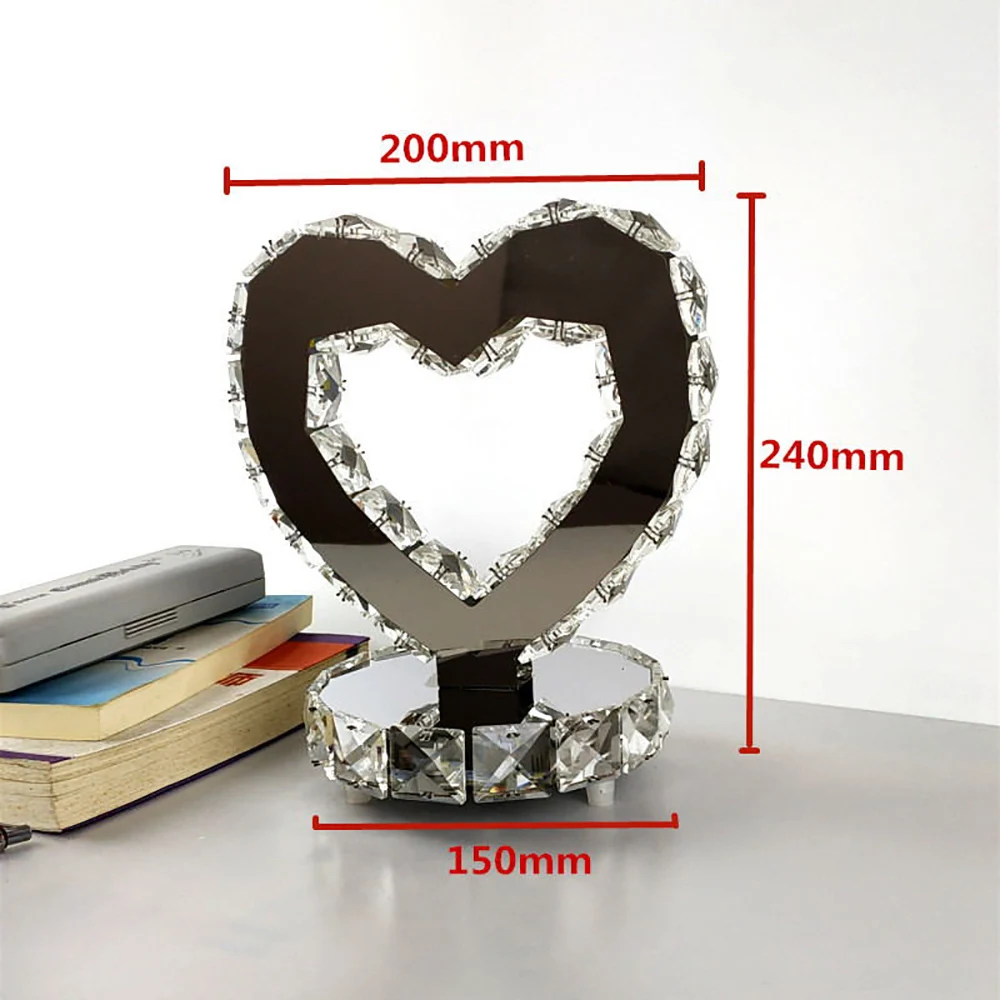 

Big sale! Modern Crystal LED Heart Table Lamp For Bedside Reading Light Sitting Room Dimming Desk Light with Plug Desk Decor