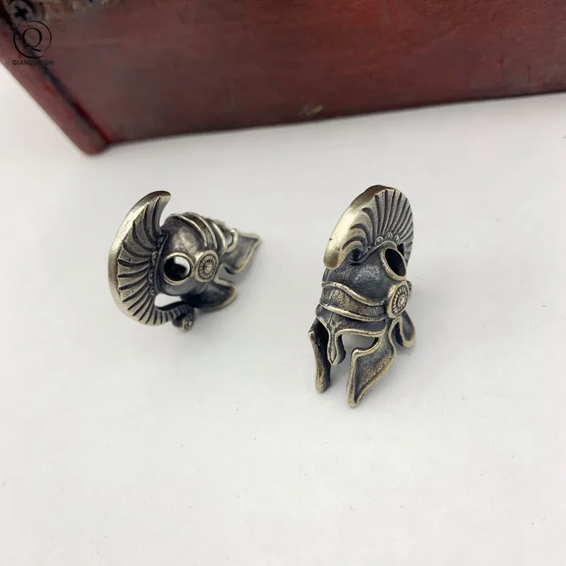 Латунный Спартанский шлем Паракорд веревка бусины кулон Открытый EDC инструмент