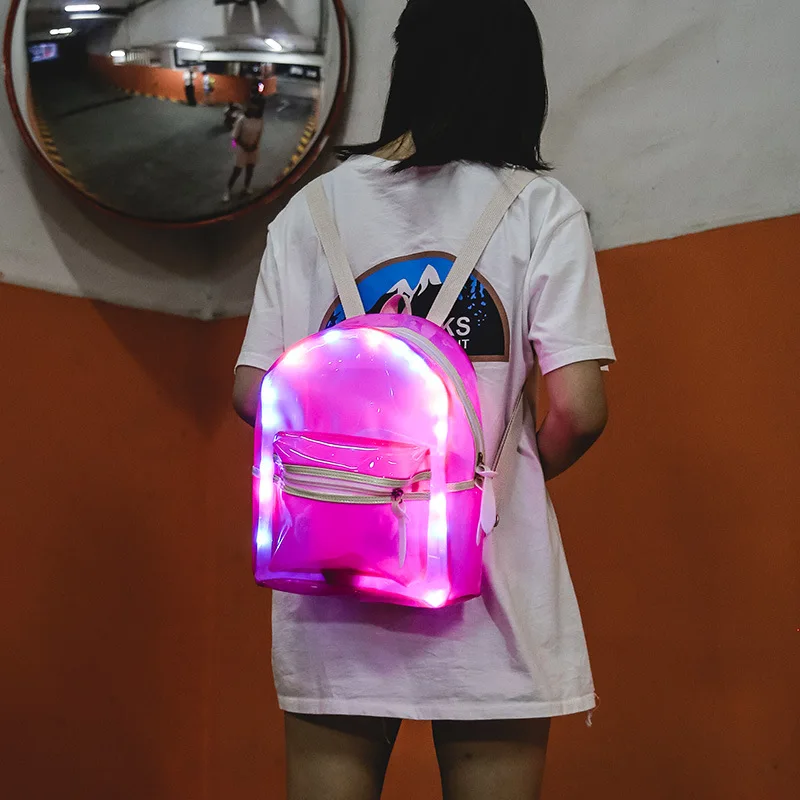 2019 модные блестящие сумочки для девочек роскошный Прозрачный светящийся розовый