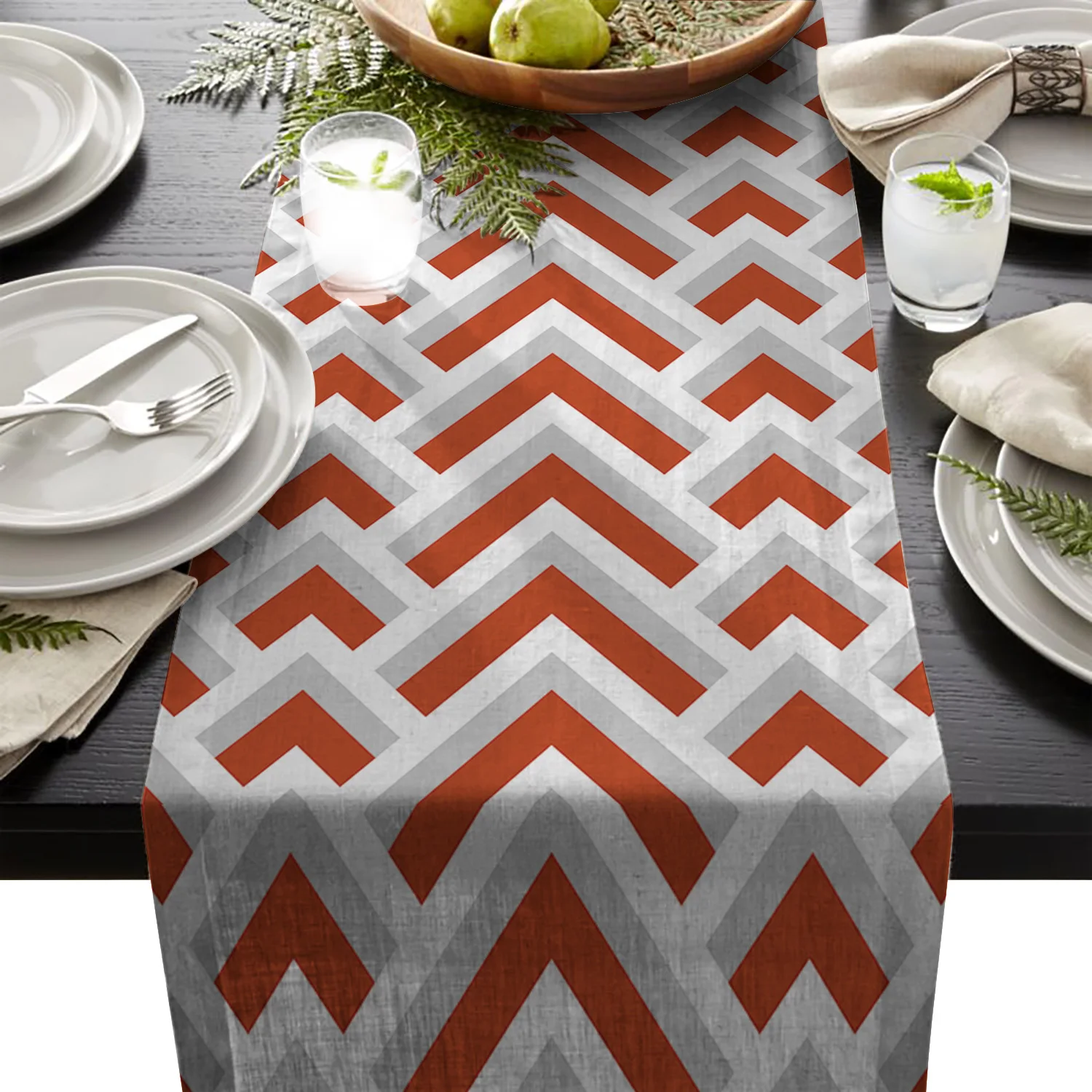 

Геометрические Синие Серые и Красные ковровые дорожки на стол для свадьбы, праздника, вечерние скатерти для украшения, современные скатерт...