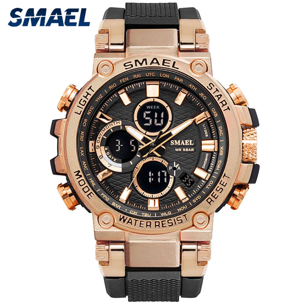 

SMAEL Sport Watch Men Waterproof LED Digital Watches Stopwatch Big Dial Clock For Male 1803 relogio masculino Men Watches Quartz