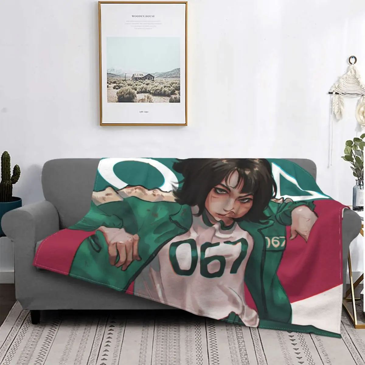 

Одеяло из фланели для игры в виде кальмара 067, Текстильный декор, ужасное легкое покрывало для выживших Jung Hoyeon, для дома и офиса