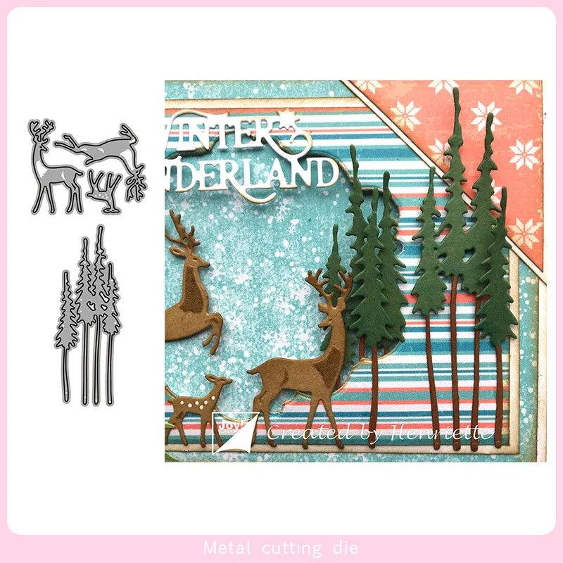 

Christmas elk and tree metal carbon steel knife die diy Scrapbook embossing cutting knife die new metal dies