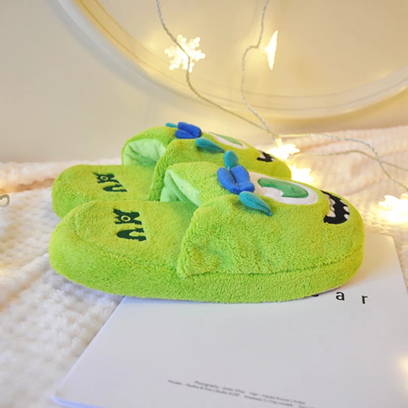 Cartoon cotton mop soft bottom winter home plush slippers female lovely couple day home