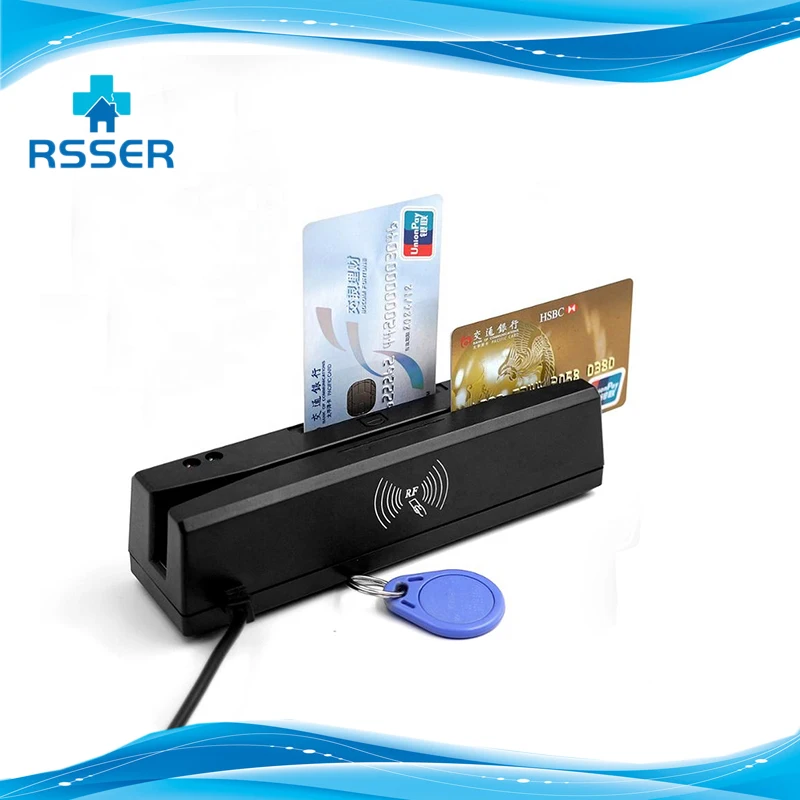 Считыватель магнитных карт/записывающий энкодер RSSER80 4 в 1 USB-интерфейс черный |