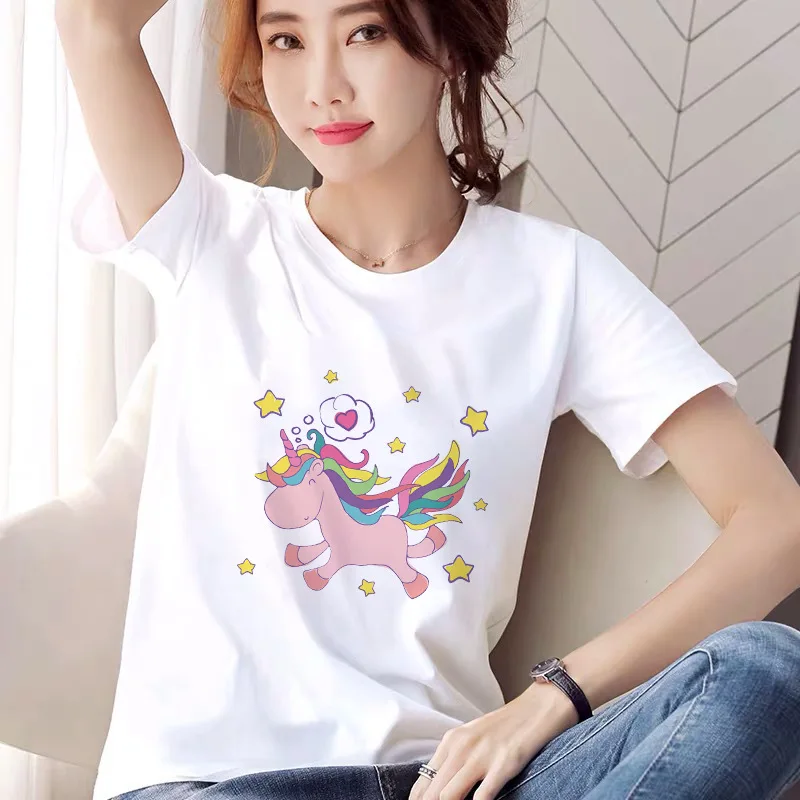 

Round neck pullover short-sleeved women's new 2021 T-shirt loose print summer shirt trend