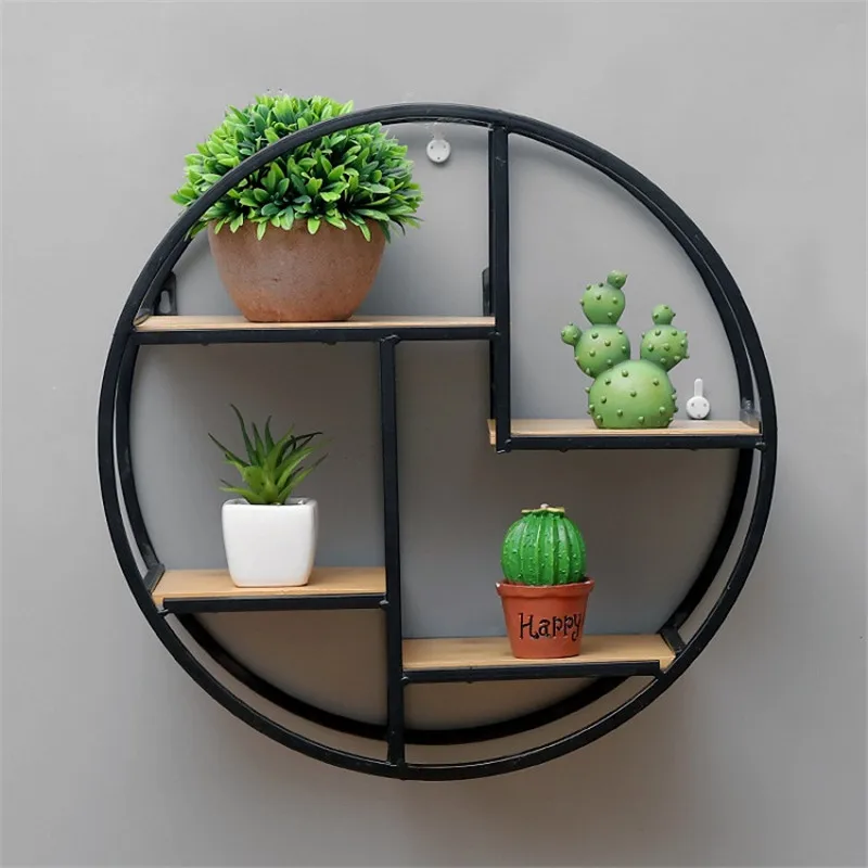 

Nordic Wall Mounted Iron Shelf Round Floating Shelf Wall Hanging Storage Holder Rack for Home Living Room Office Decoration