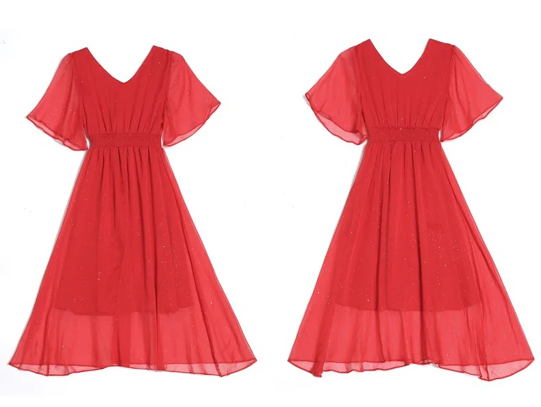 WLG подходящая одежда для мамы и дочки я летние красные синие сетчатые Платья с