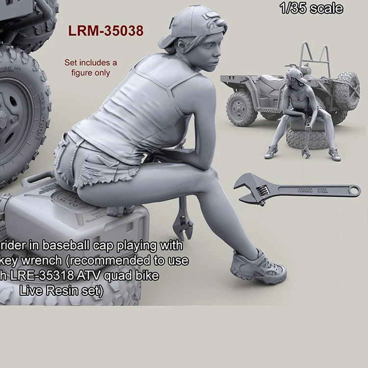 Неокрашенная фигурка из смолы в масштабе 1/35 девочка Райдер играющая с гаечным