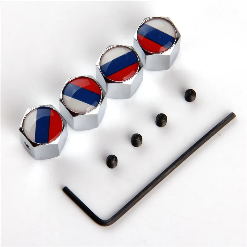 Автомобильные воздушные колпачки POSSBAY Антивор нержавеющая сталь серебро флаг