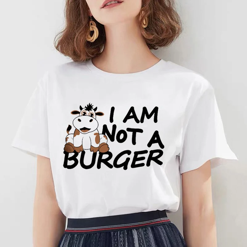 BONJEAN женские панк Харадзюку Винтаж Ulzzang мультфильм корова футболка женский