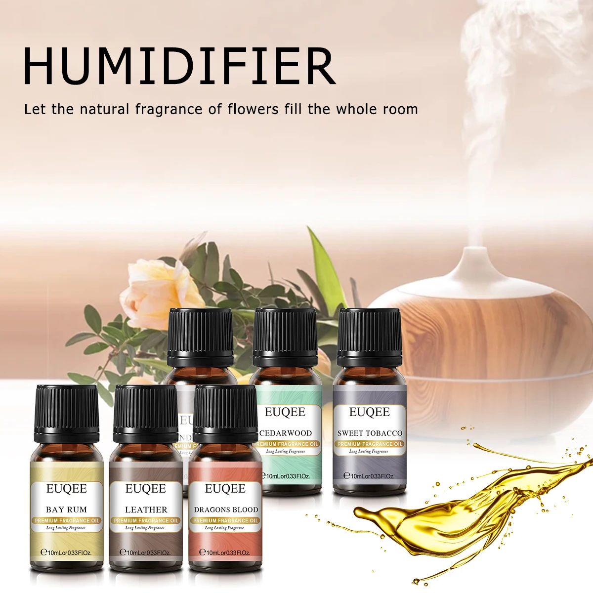 EUQEE 6pcs/set Fragrance Oil Gift Kit For Diffuser Coffee Bakery Harvest Spice Pumpkin Pie Forest Pine Sweet Fruit Perfume Oils |