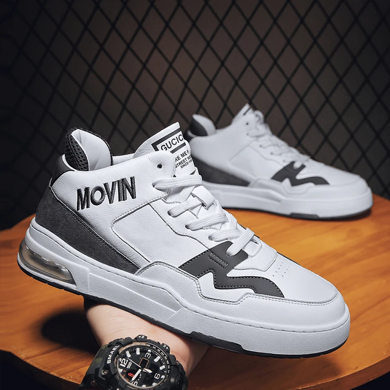 

Кроссовки мужские для скейтборда из натуральной кожи, уличные дышащие модные кроссовки, универсальная повседневная обувь, белые