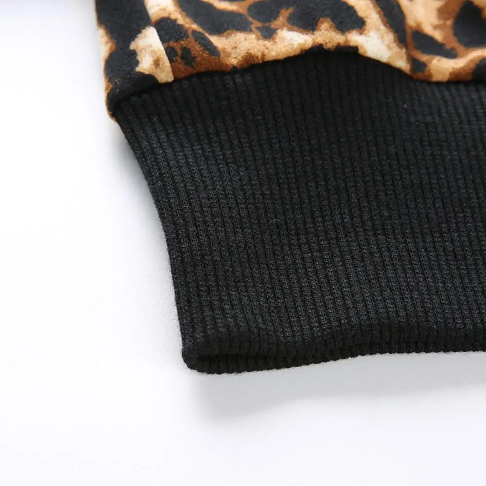 Женский свободный пуловер с леопардовым принтом и длинным рукавом|Женские