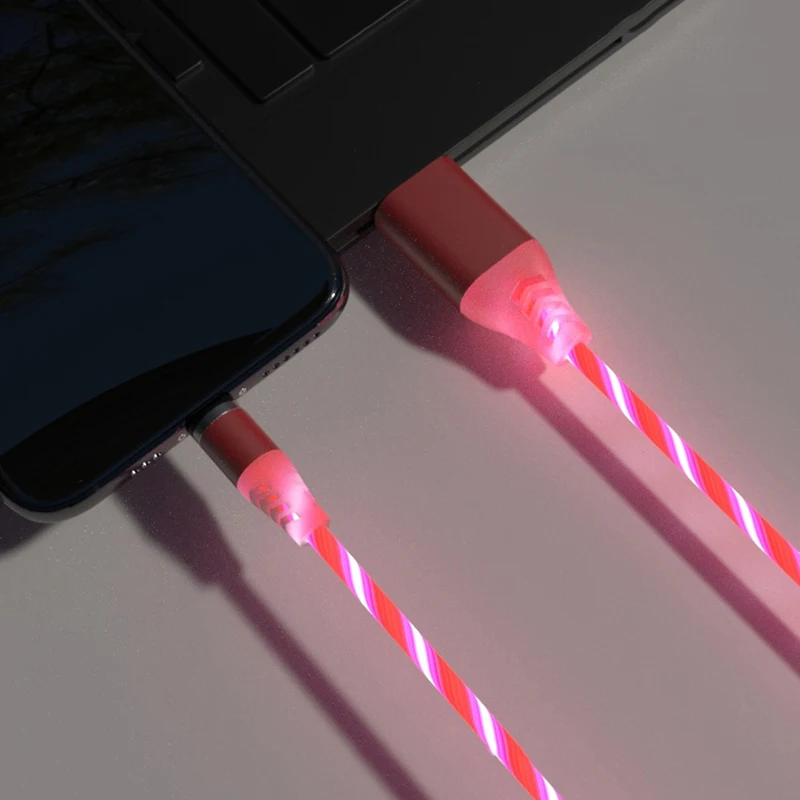 Red For Micro USB Новинка 1 м быстрое зарядное устройство цветной светодиодный магнитный кабель для телефона Micro usb type C кабель зарядное устройство для huawei Xiaomi samsung телефон - Цвет: Red For Micro USB