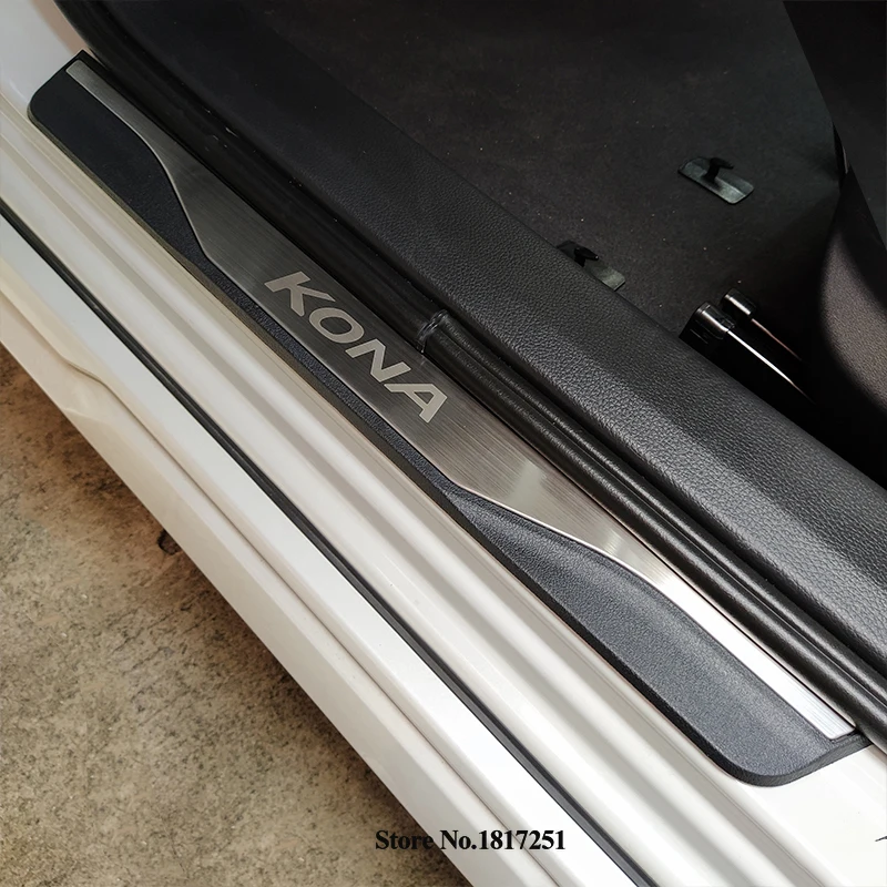 

Stainless Steel Car Styling Door Sill Scuff Plate Welcome Pedal For Hyundai Kona 2020 2019 2018 2017 Car Interior Accessories