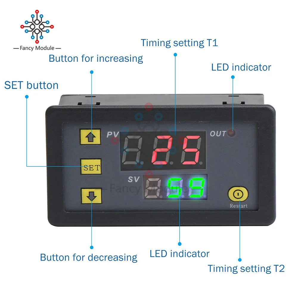 Diymore AC 220 В 20A 1500 Вт регулируемое реле задержки таймера двойной цифровой