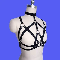 adult sexy accessories black gothic female chest o ring inlaid with angel underwear bra back elastic bandage
