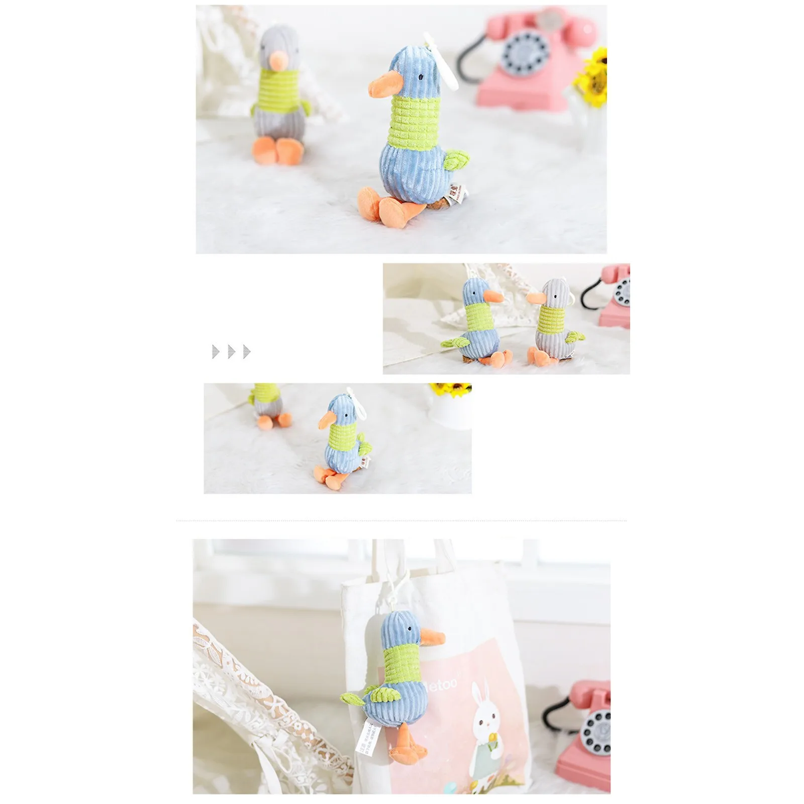 

12pcs/lot Metoo Duck Plush Toys Gull Belle Bracelet Charm Stuffed Toys Stripes Duck Keychain Rushed Duck Online Celebrity Toy