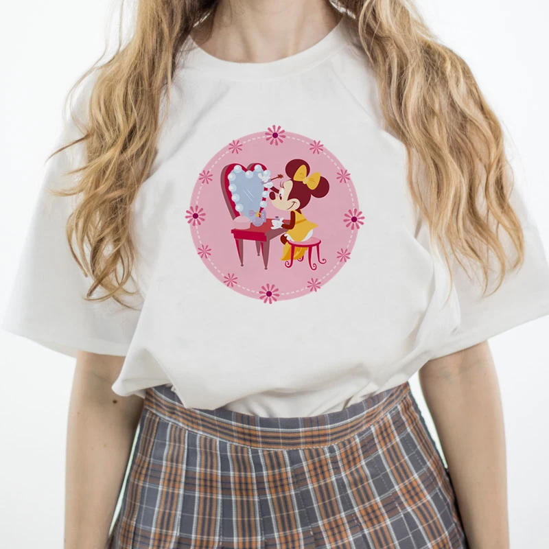 T Shirts Women Fashion Harajuku Short Sleeve Casual Tops kawaii Mickey Mouse O-neck T-shirts Leisure White Tee Female Dropship