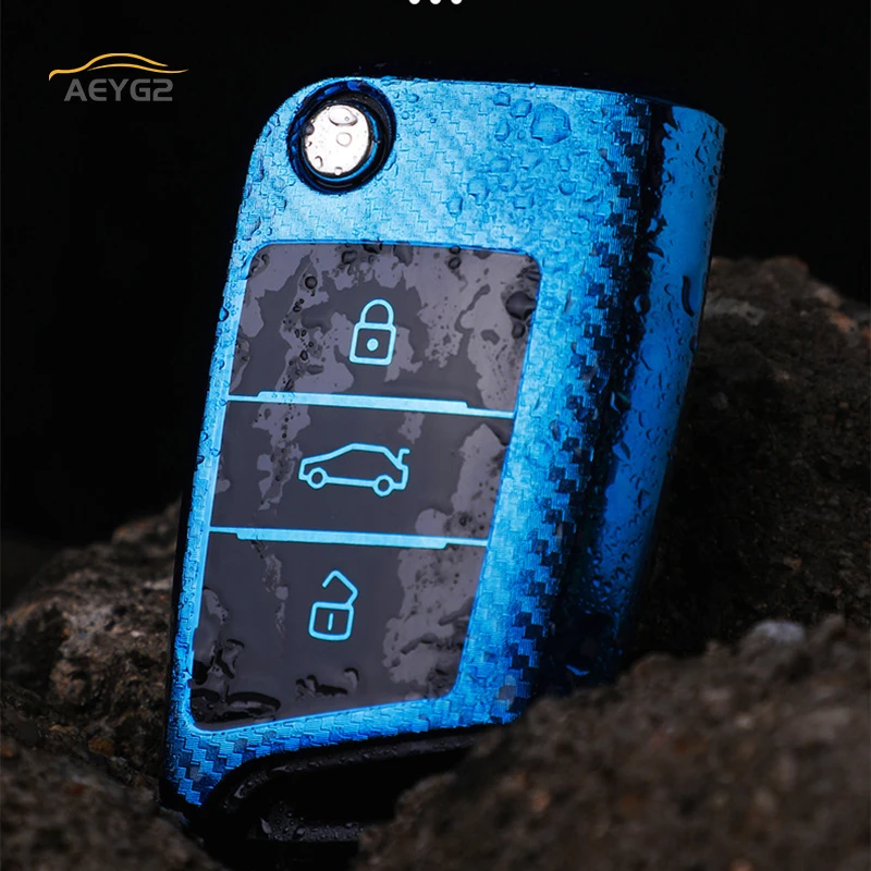 Чехол для автомобильного ключа из углеродного волокна ТПУ Volkswagen VW Golf7 mk7 Tiguan MK2 Seat